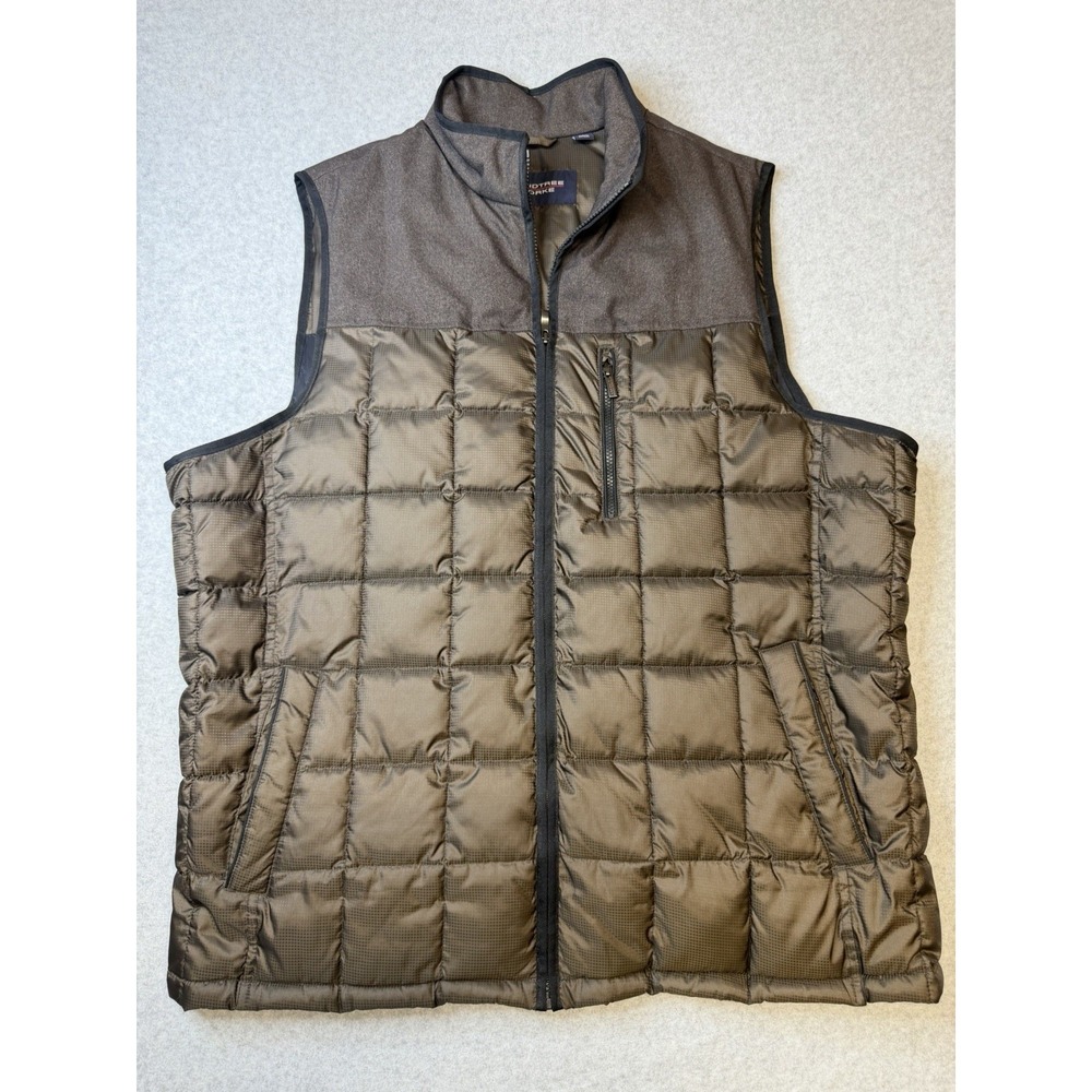 Roundtree & Yorke Mens 2XT Puffer Vest Full Zip Lightweight Sleeveless Brown